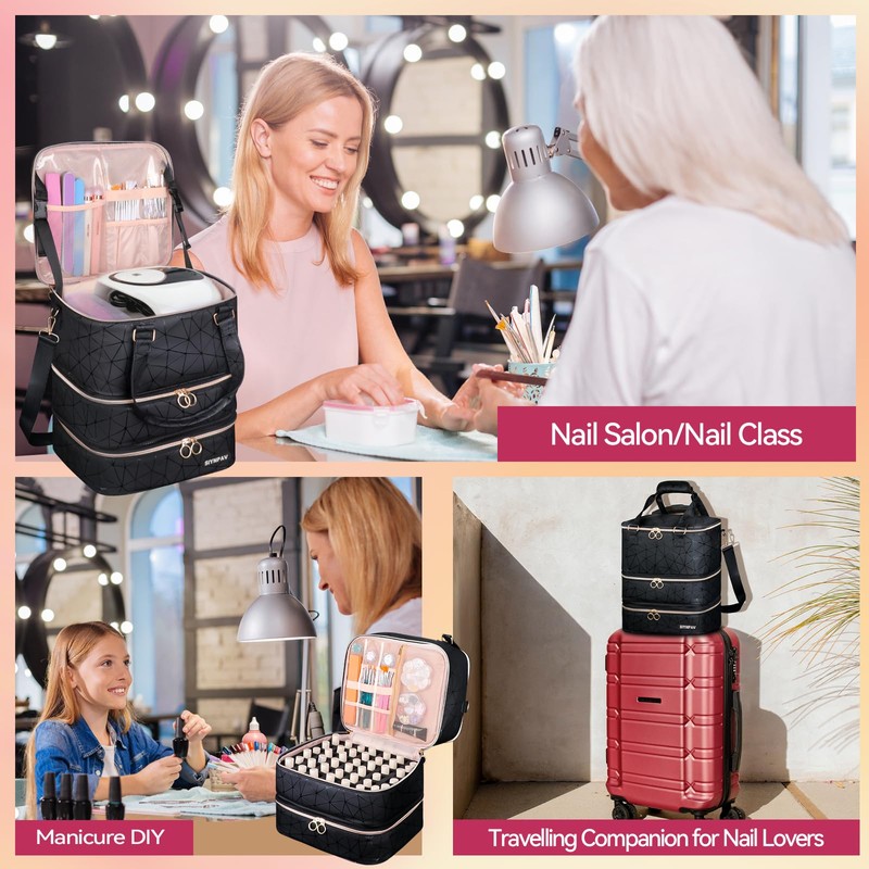 SIYNPAV Nail Polish Organizer Bag Holds 126 Bottles (15ml/0.5fl.oz)& Nail