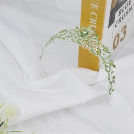 Dayofun Crown,Tiaras for Women - Crystal Tiaras for Princess Crown,Green Tiara Crowns Birthday Headband,Queen Crowns for Bridal Prom Wedding Tiara Birthday Party Costumes Gifts Rhinestone Headband