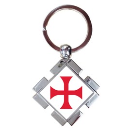 PJ4U Knights Templar Red Cross Luxury Jigsaw Shaped Metal Keyring In A Gift Box