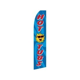 HOT TUBS (Blue) Flutter Feather Banner Flag (11.5 x 2.5 Feet)
