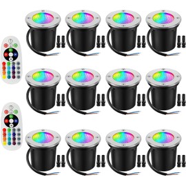 Unirence Warm White RGBW Color Low Voltage Landscape Lights 10W Color LED Landscape Lighting IP67 Waterproof Outdoor Well Landscape Spotlights 12V-24V for Pathway Garden Deck Driveway (12Pack)