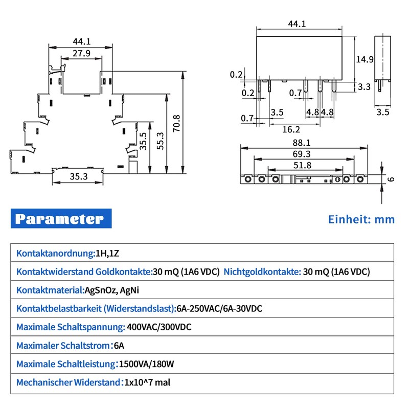 RelayWell 12 V Relay DIN Rail; Silm, Solenoid Power Relay