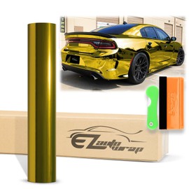 12"x60" (1FTx5FT) Gold Supercast Chrome Vinyl Wrap Sticker Car Auto Vehicle Motorcycle DIY Decal Sheet with Air Release Channel Bubble Free Self Adhesive Peel and Stick Free Tool Kit