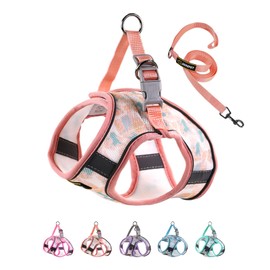 Serepet Puppy Harness and Leash Set Training No Pull, Step in, No Choke & Soft Breathable Vest Harnesses for Walking Running Training, L Pink Texture