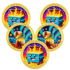 5pcs Emerging from Cocoon Dumpster Fire Coin - The Strongest Steel is Forged Dumpster Fire Challenge Coin - Funny Desk Accessories for Work - Emotional Support Inspirational Gifts for Men Women