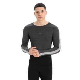 Icebreaker 200 Zoneknit Long Sleeve Crew Jet Heather/Black/Metro Heather SM