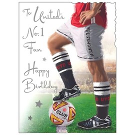 Manchester United Birthday Card - Football Design - Special Finishes and Illustrated Insert Leaf - Made in the UK