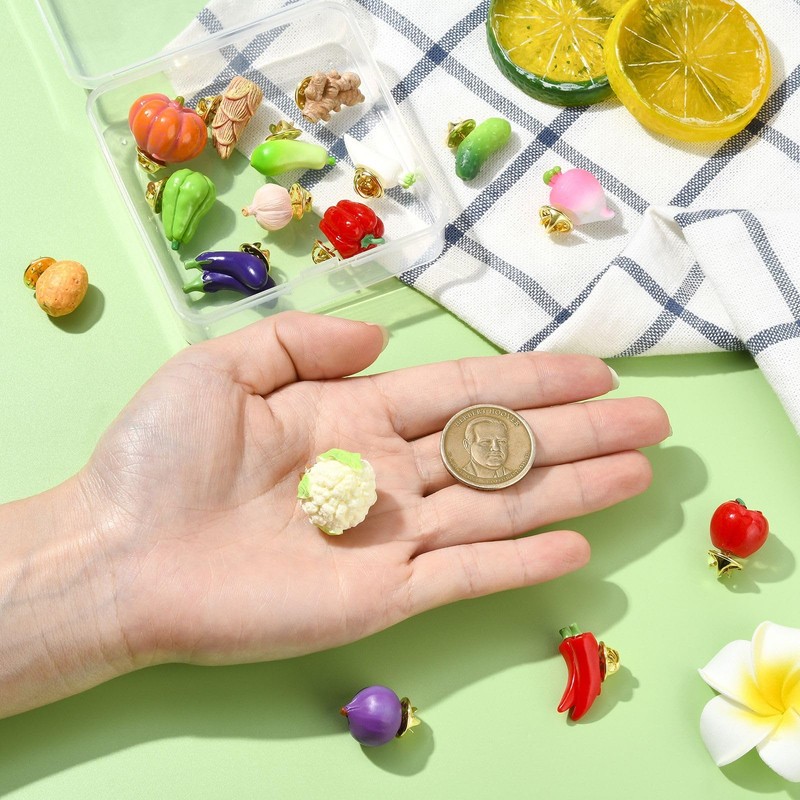 Airssory 16 Styles Resin Vegetable Lapel Pin Backs Tomato Chili