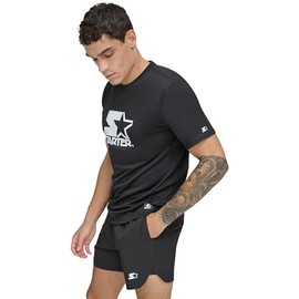 Starter Men's Quick Dry Short Sleeve Lightweight UPF Active Top, Black, Large