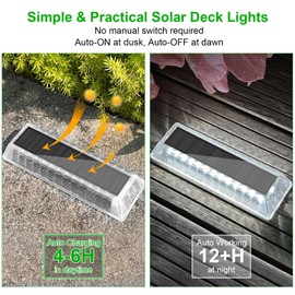 Lacasa Solar Deck Lights, Solar Light Outdoor Waterproof IP68, 8 Pack Solar Powered Pathway Yard Driveway Step Landscape Lights, LED Lighting 50LM for Garden Path Walkway Stair Patio, Cool White 6000K