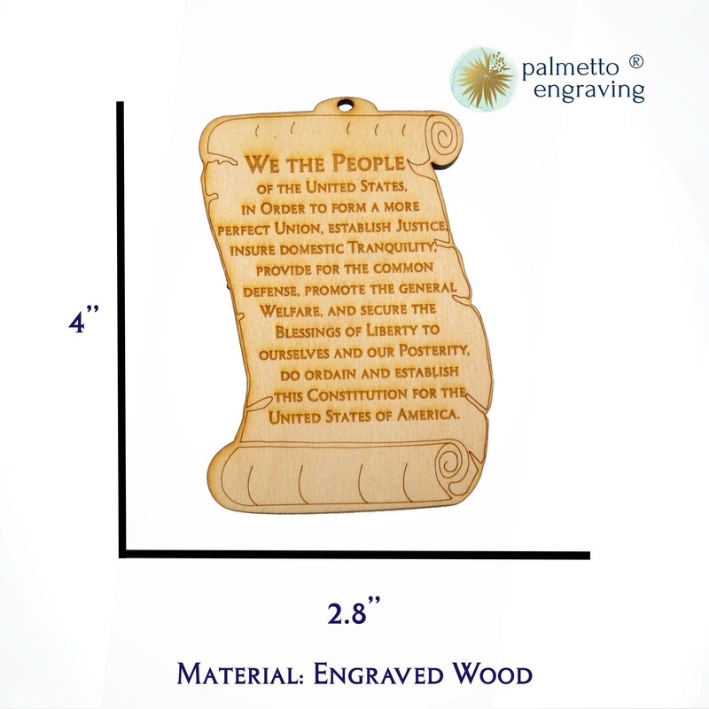 US Constitution Preamble Ornament, Americana Decor