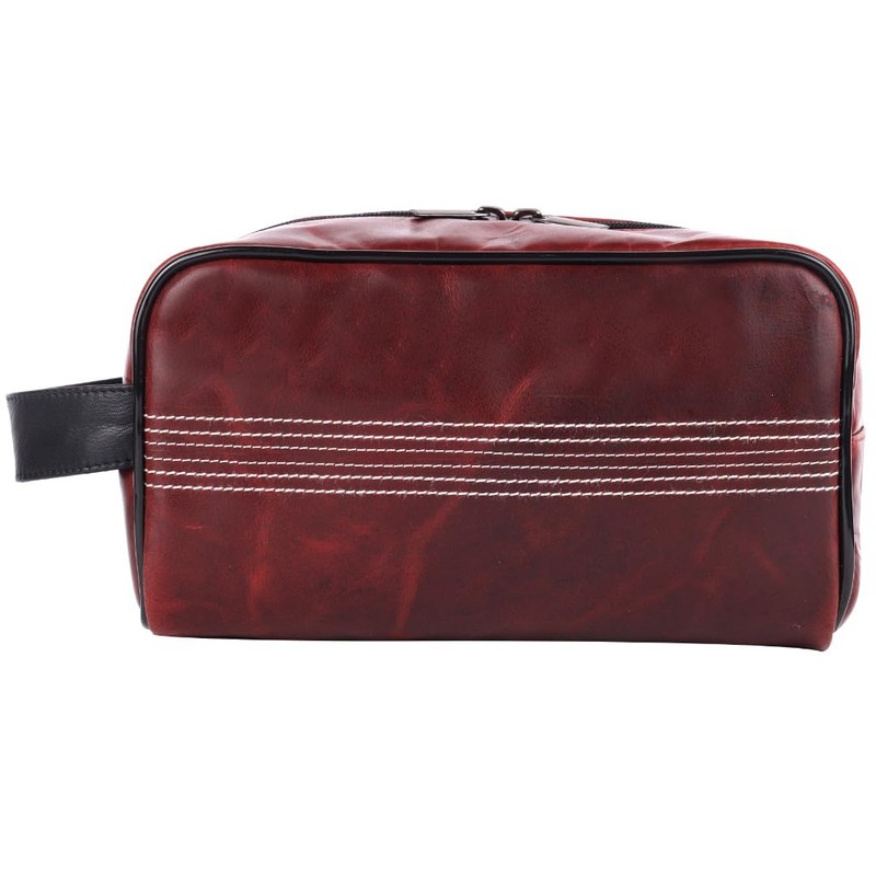 CRICKET-GIFTS Buffalo Leather Cricket Wash Bag Durable Toiletry Bag for