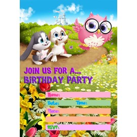 Crafting Mania LLC 12 RABBITS Birthday Invitation Cards (12 White Envelops Included)