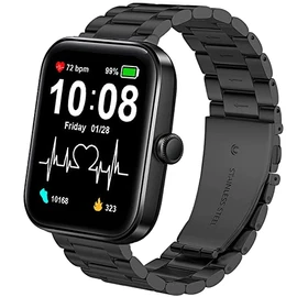 Compatible with SKG V7 Bands, Lamshaw Stainless Steel Metal Replacement Strap Bracelet Compatible with SKG V7/VRPEFIT ID207/TOZO S2 44mm/aeac ID207/GGZZ ID207/FVYAO ID207 Smartwatch/ID207 Smartwatch