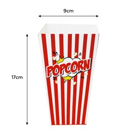 MATANA 150 Large Popcorn Boxes, 9x17cm - Red & White Striped Retro Design - Theatre, Cinema, Fun Movie Nights, Sleepovers, Kids’ Parties, Birthdays