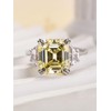 Effinny 4.5CT Simulated Canary Yellow Diamond Engagement Ring,Asscher Cut 3