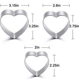 Boao Valentine's Heart Cookie Cutter Set, 9 Pieces Stainless Steel Heart Shaped Cookie Cutters Mold Biscuit Pastry Cutters, 3.25 inch, 2.75 inch, 2.25 inch