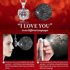 "I Love You" Eternal Rose Necklace Gift Set – Real Preserved Red Flower in Elegant Jewelry Box Birthday,Wife, Mom, Grandma (Luxury Keepsake for Her)