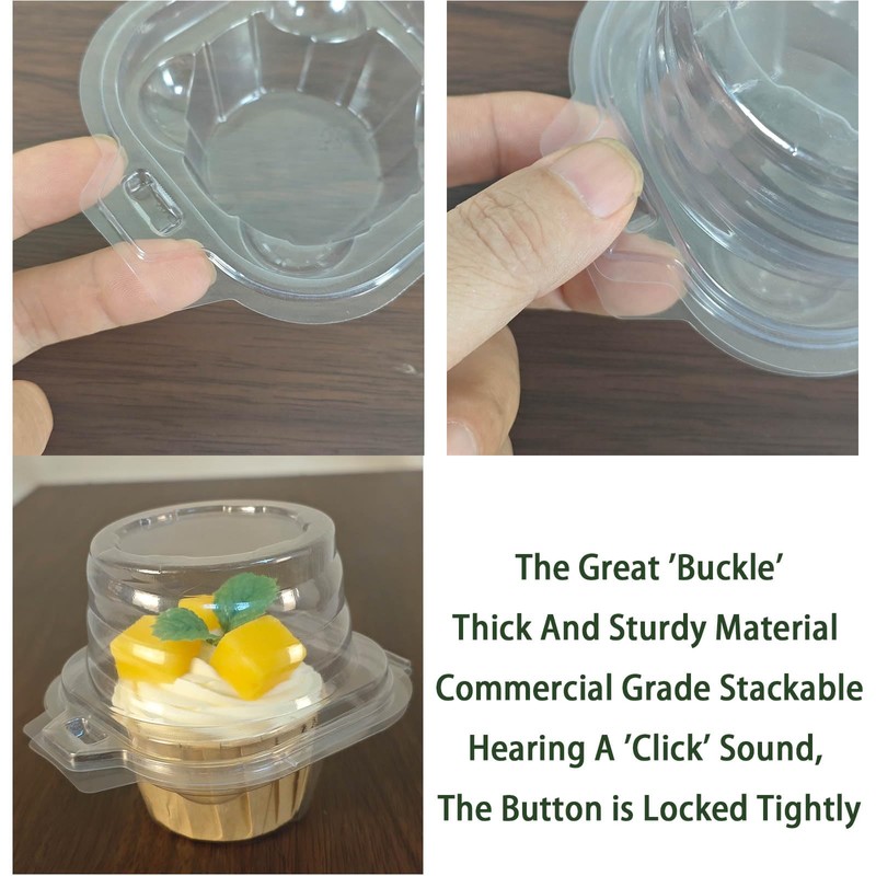 FUailiYY 100 Jumbo Muffin Containers, Clear Plastic individual Cupcake Containers