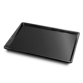 Bellefino Plastic Food Serving Trays 14.7"x10.7" (2-Pack) - Black - Airline-Grade ABS for School Cafeterias, Food Courts, Bakeries - Heavy-Duty, Stackable & Dishwasher-Safe