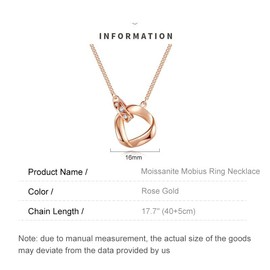 AMINKINA 14K Gold Moissanite Ring Necklace, Mobius Interlocking Necklace,Gift for Mother, Wife and Girlfriend (Rose Gold, 14K)