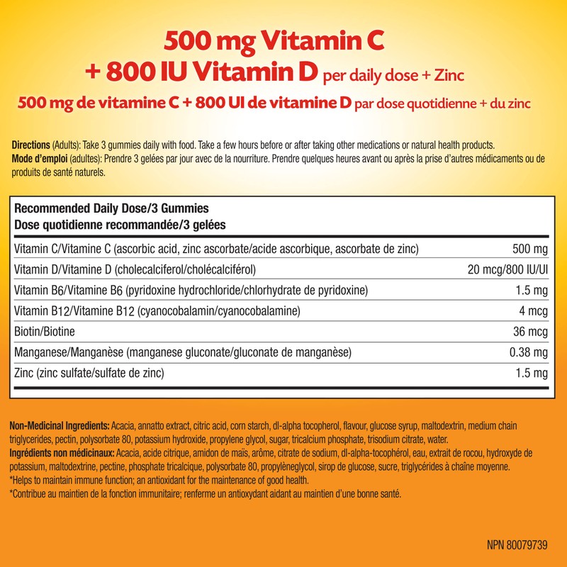 Emergen-C Immune+ 500mg Vitamin C Gummies Supplement, Immune System Booster,