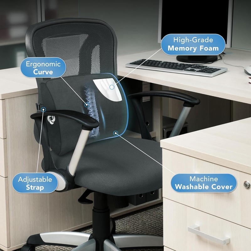 Samsonite Lumbar Support Pillow for Office Chair and Car Seat,