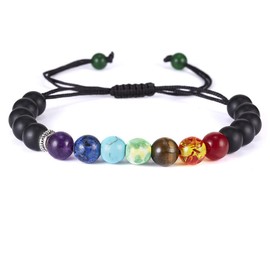 Branets 7 Chakra Beads Bracelet 8mm Natural Gemstones Bracelets Yoga Reiki Chakras Stone Bead Braided Bangle Adjustable Jewellery for Men and Women