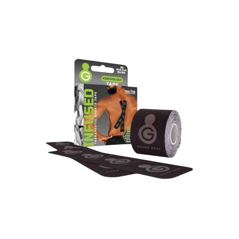 Green Drop Herb-Infused Precut Kinesiology Tape for Sports & Fitness