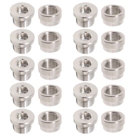 Generic 10 Set Oxygen Sensor Weld On Stainless Steel Bung + Hex Plug Cap Kit M18x1.5
