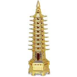 HOME GENIE"Brass Feng Shui Pagoda Tower/Education Tower | Wealth & Prosperity Symbol for Home, Office, Study Room | Feng Shui Vastu Correction Decor