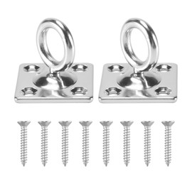 Giyofom 2Pcs Square Swivel Pad Eye Rotatable Ceiling Hook Wall Mounted Hook Stainless Steel Eye Pad Plate For Yoga Swings Hammock (With Screws)