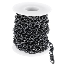 sourcing map 16.4Feet Aluminum Link Chain, Link Cable Chain Twist Oval Plated Chain Bulk Craft Making Chain Roll for DIY, 8.5x6.2x1.66mm, 3:1(S:L), Dark Gray