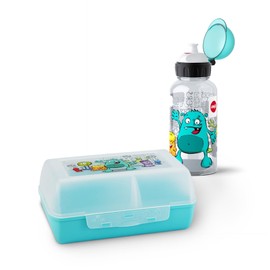 Emsa Children's Drinking Bottle and Lunch Box Set Pirate; BPA-free; material: Drinking bottle made from Tritan (shatterproof and harmless), plastic lunch box.