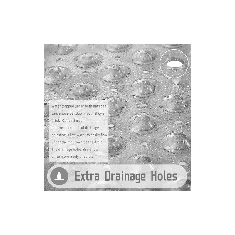 Yimobra Non-Slip Shower Mat with Suction Cups and Drain Holes