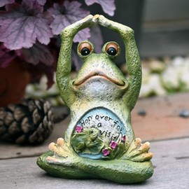 OwMell Frog Statue for Garden, Green Frog Figurine for Outdoor Decor Yard and Garden Decoration Resin Sculpture 6 Inches - Yoga
