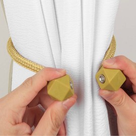 Yatinkim 2 Pack Curtain Ties Magnetic Tiebacks Drapes Holders Window Draperies Accessories Decorative Modern Style Bedroom Dining Golden Yellow
