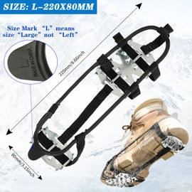 2 Pairs Non Slip Gripper Spikes Ice Cleats Traction Snow Grips Snow Shoe Spikes Ice Cleats for Shoes and Boots with 24 Steel Studs Crampons