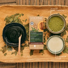 LOGONA Naturkosmetik Nourishing Vegetable Hair Colour, Vegan Hair Colour Powder with Organic Henna for Intense Colour and Shine, Plant Hair Colour in Copper Blonde (Blonde), 1 x 100 g
