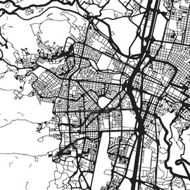 Nacnic Minimalist City Map Poster Geometric Style Wall Decoration Picture of Medellin Various World City Maps, Plans and Travel Pictures A3 No Frame