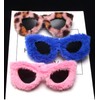 LASPOR Women Plush Fuzzy Cat Eye Sunglasses Punk Soft Velvet