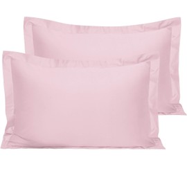 NTBAY 2 Pack 500 Thread Count 100% Egyptian Cotton Oxford Pillowcases, Super Soft and Breathable Euro Standard Pillow Cases | Hotel Quality Pillow Shams, 50x75 cm, Pink