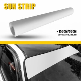 Unbranded 12*60" Matte White Window Sun Visor Strip Film Front Windshield Decal Anti-UV US