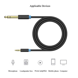 VENTION 6.35mm to 3.5mm Stereo Jack Cable, 6.35mm 1/4 inch to 3.5 1/8 inch TRS Stereo Audio Cable with Aux Male Cord for Cellphone, Amplifiers, Guitar, Laptop, Home Theater Devices, Speaker (5m)
