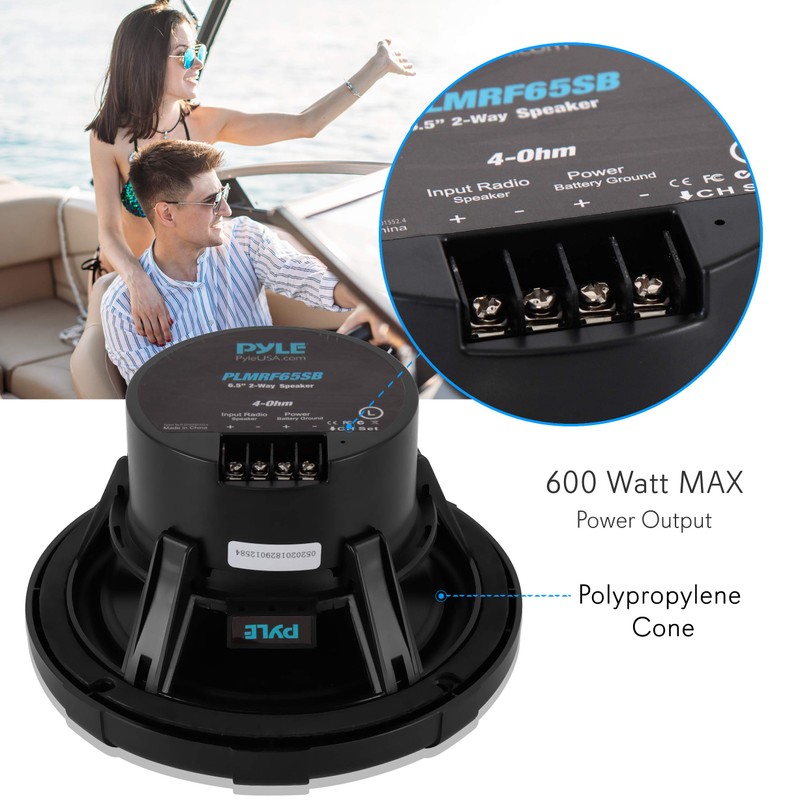 Pyle 6.5 Inch Marine Speakers - Coaxial 2-Way Waterproof Component