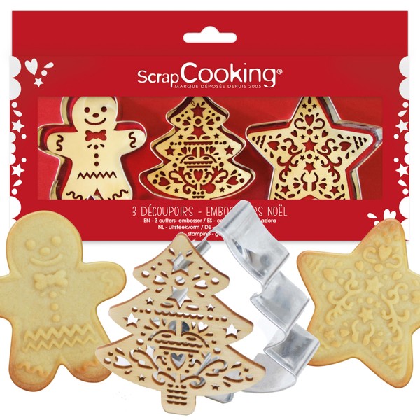 ScrapCooking - Set of 3 Cookie Cutters + Christmas Wooden
