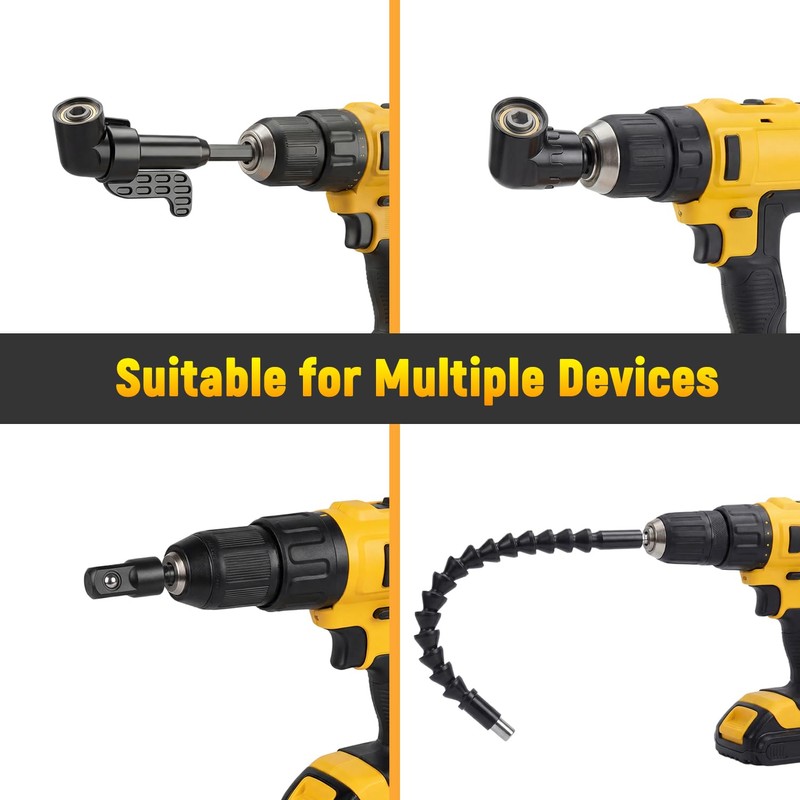 Cayludg 17Pcs Flexible Drill Bit Extension Set, Includes 105° Right