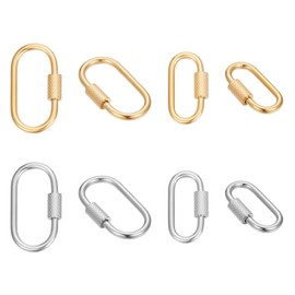 UNICRAFTALE 4pcs 2 Colors Oval Screw Carabiner Lock 22~26mm Long Stainless Steel Screw Locking Keychain Carabiner Clasp Metal Keychain Clip Hook Quick Link for Jewelry Making Handbag DIY Accessory