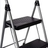 Black 2-Step Steel Large Platform & Foldable Step Stool –