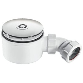 McAlpine ST90CP10-70 90mm Shallow Shower Trap Chrome Plated Plastic, White